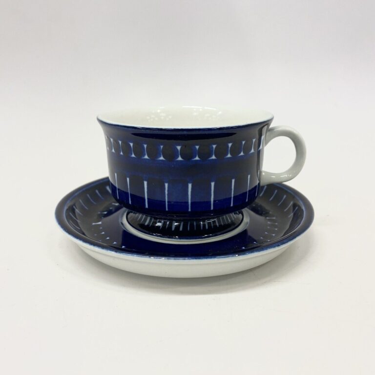 Read more about the article Vintage Arabia Finland Valencia Ulla Procope Blue Demitasse Coffee Cup and Saucer