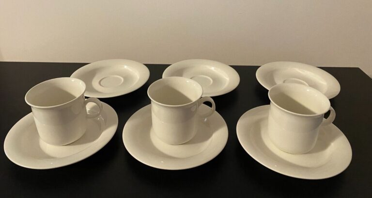 Read more about the article Arabia Finland Arctica White 3 Tea Coffee Cups and 6 Saucers