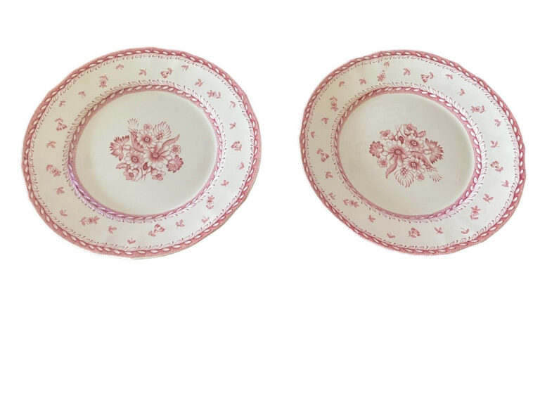 Read more about the article Arabia of Finland Set of 2 Luncheon Plates 9″ Finn Flowers Red White Background