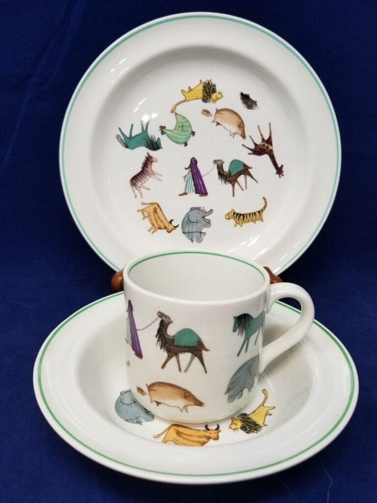 Read more about the article Vintage Mid Century Arabia Finland Child’s Dining Set “Zoo / Parade of Animals”