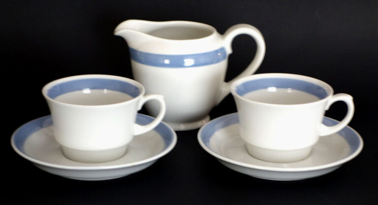 Read more about the article 5-Pc Arabia of Finland  2 Cups/Saucers w/Creamer  “Ribbons” – All excellent