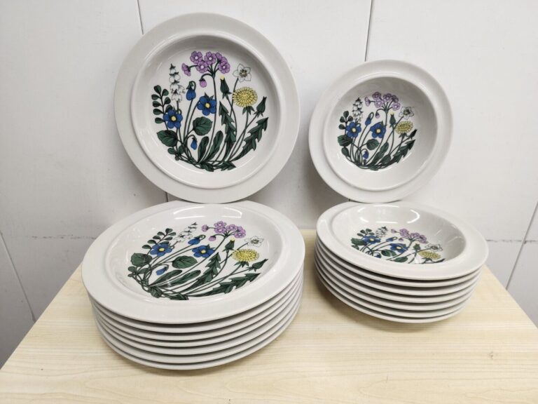 Read more about the article Vintage MCM Arabia of Finland FLORA (8) 10” Dinner Plates (8)  8″ Salad Plat Set