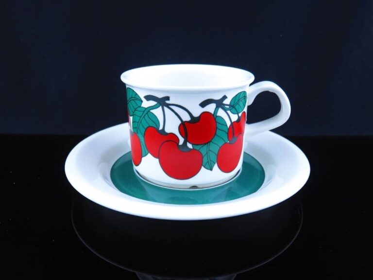 Read more about the article Arabia Arabic Kirsikka Coffee Cup Saucer Peter Winquist Inkeri Seppala