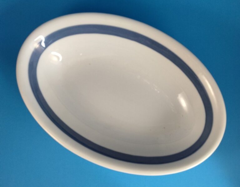 Read more about the article Vintage Arabia of Finland Blue Ribbons Oval Ceramic Vegetable Bowl