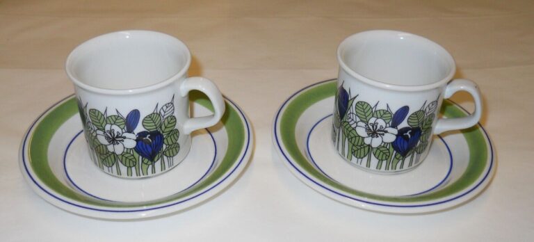 Read more about the article Esteri Tomula Design Vintage Krokus Mocca / Coffee Cups and Plates Arabia Finland
