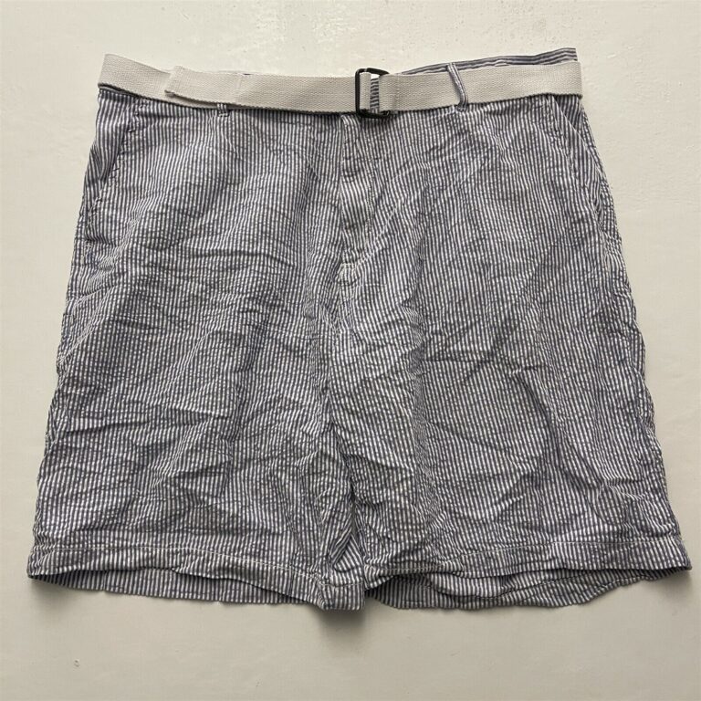 Read more about the article Jordan Craig 44 x 10″ Belted Blue and White Striped Cotton Seersucker Shorts