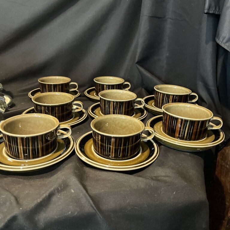 Read more about the article arabia finland Gunver Design Kosmos Pattern Set Of 8 Flat Cup And Saucer Sets