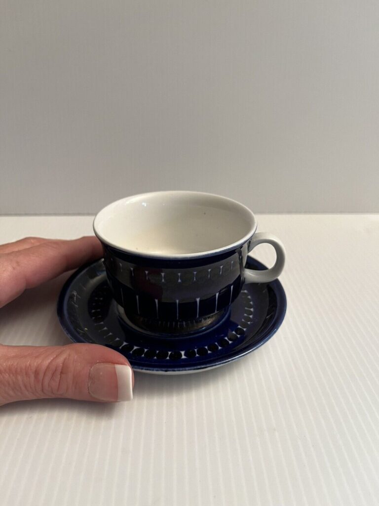 Read more about the article Arabia Finland Valencia Espresso Cup and Saucer Ulla Procope Cobalt Blue Excellent