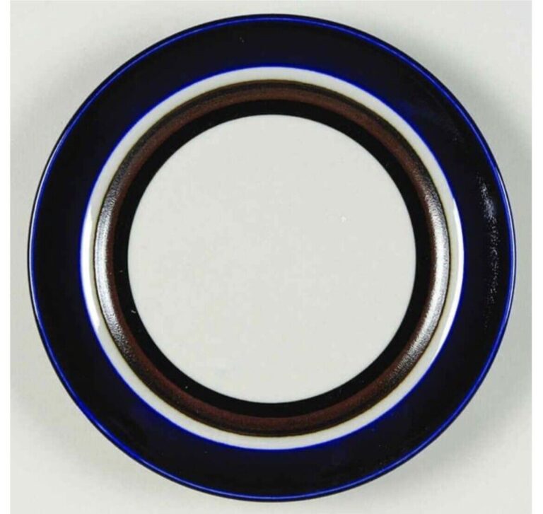 Read more about the article Arabia of Finland Saara Set Of 6 Bread Plates Blue Brown Black Rings