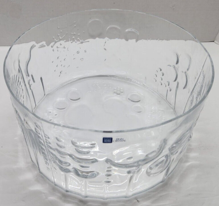 Read more about the article ARABIA FINLAND Large Hand Made Crystal Glass Bowl Flora Nuutajarvi