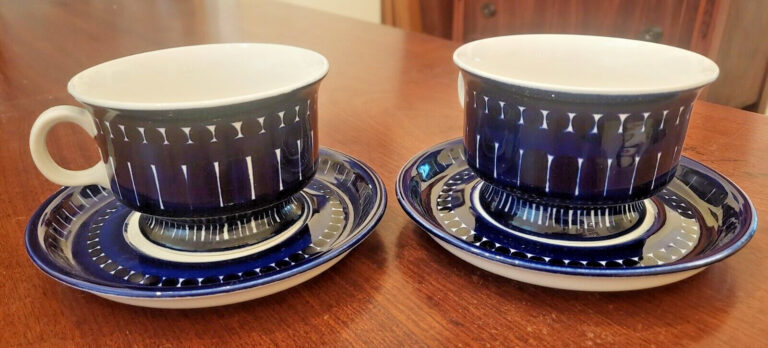 Read more about the article Arabia Finland Valencia Blue on White Cup and Saucer Ulla Procopé – 1 Set Only