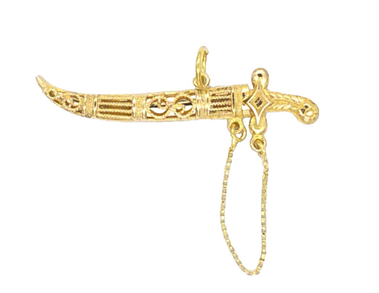 Read more about the article 18k Yellow Gold Sword and Scabbard Pendant 3.6 grams