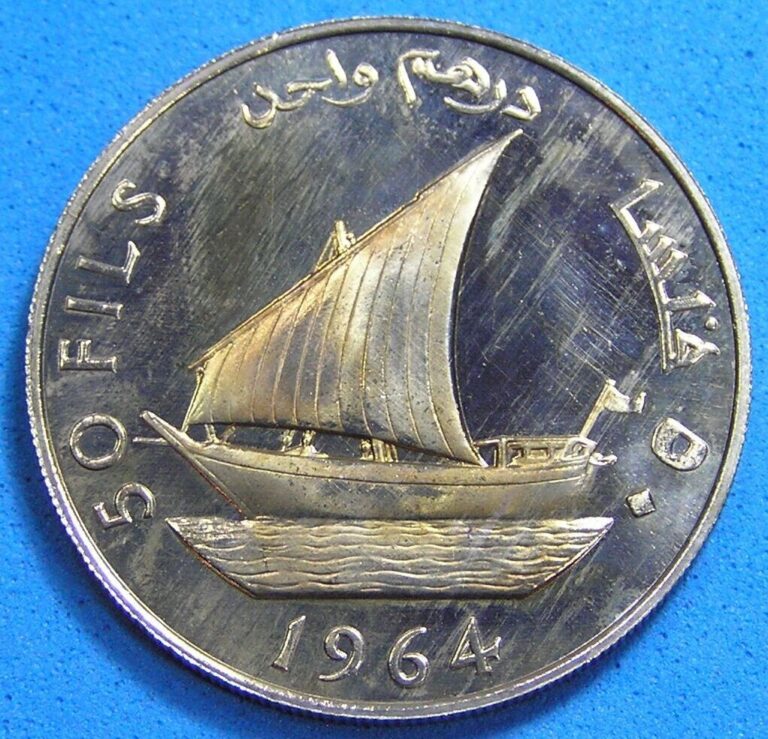Read more about the article PROOF South Arabia 50 Fils Coin  1964 Sailboat and Snowflake design  KM-4