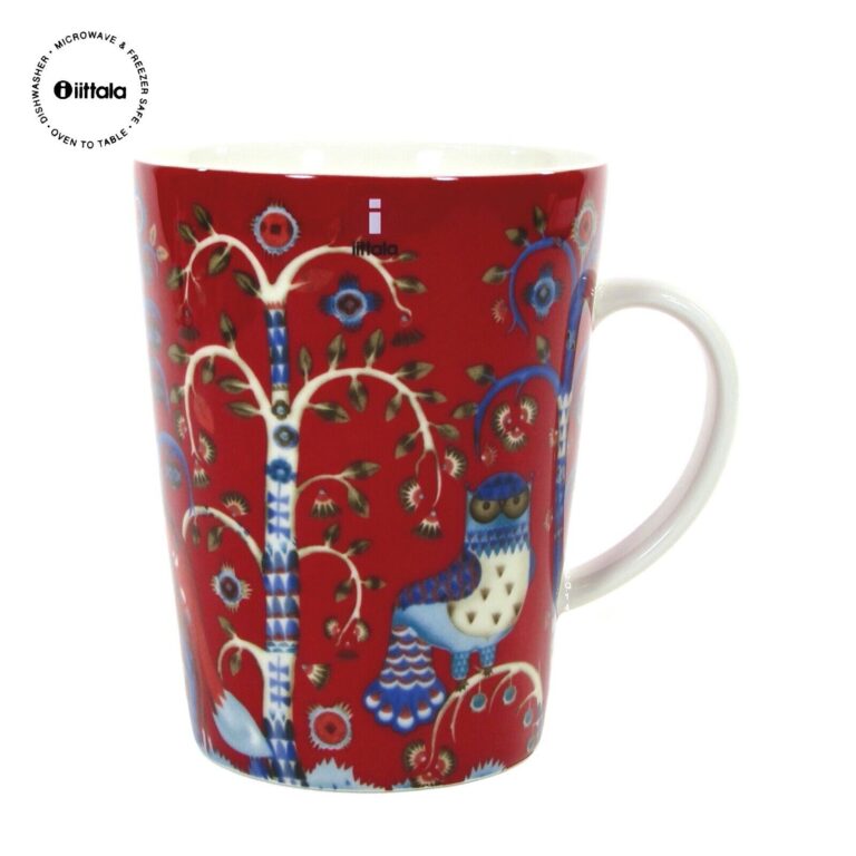 Read more about the article Iittala Klaus Haapaniemi TAIKA RED 13oz Tea Mug Owl Christmas Red Arabia Finland