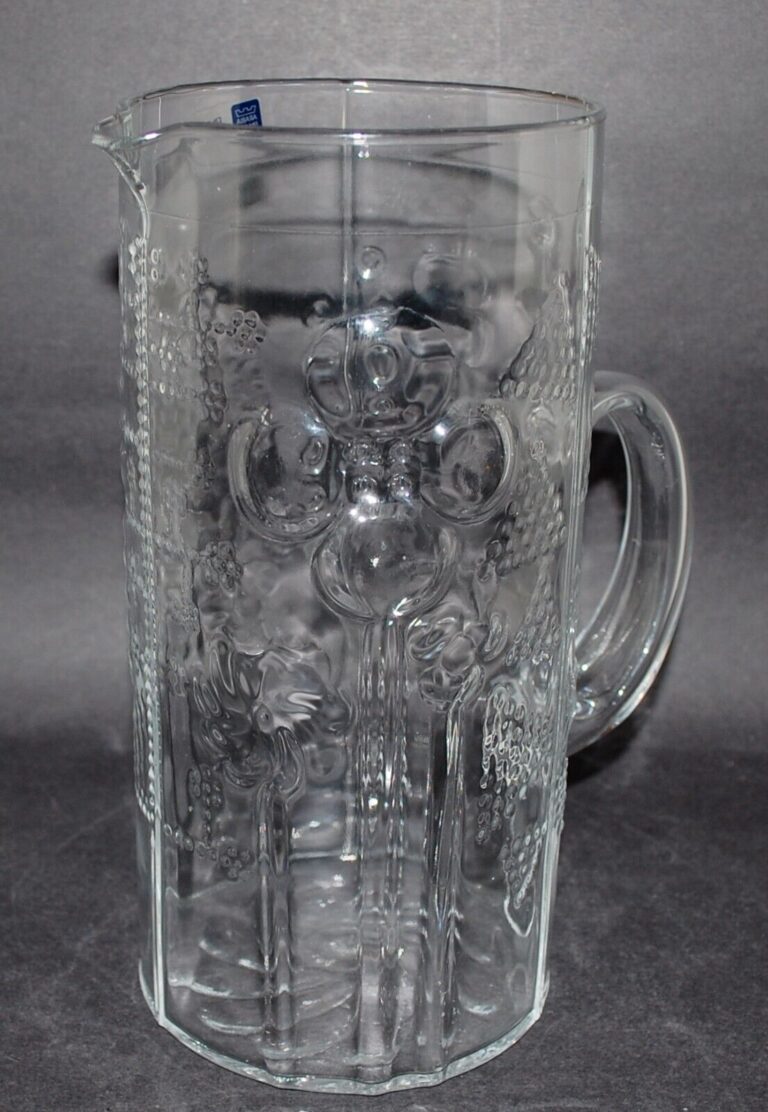 Read more about the article Arabia Finland Crystal Flora Embossed Pitcher. 9 1/4″. NWT