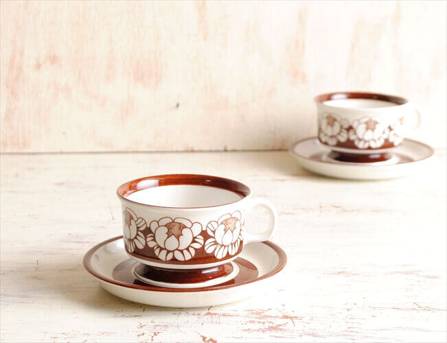 Read more about the article Arabia Katrilli Demitasse Cup Saucer Scandinavian Tableware Finnish Pottery Vint