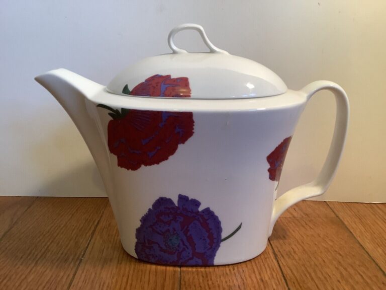 Read more about the article Arabia Finland Illusia Teapot Red Purple Floral 7 1/2×10”