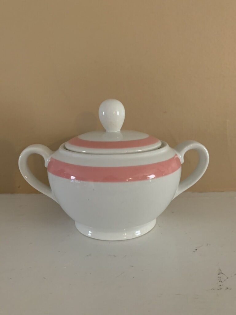 Read more about the article Arabia – Pink Ribbon Pattern – Sugar Bowl With Lid