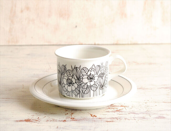 Read more about the article ARABIA #1 Size KROKUS Black White Cup and Saucer Crocus White Black ESTERI