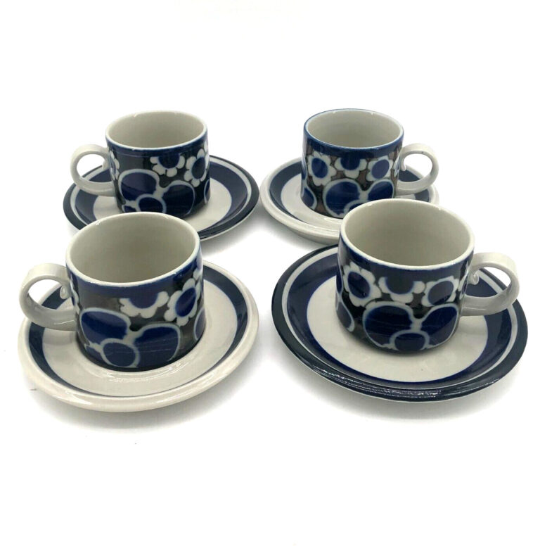 Read more about the article Arabia Finland Saara Coffee Cup and Saucer Set of 4