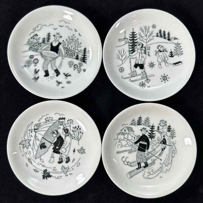 Read more about the article 4 MCM ARABIA Finland Emilia Coasters by Raija Uosikkinen Black and White
