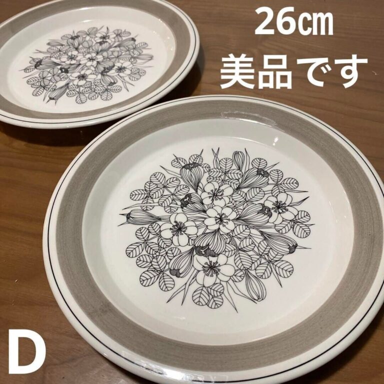 Read more about the article Arabia Krokus Gray Rim Plate 26cm Pair Set Vintage Original #2