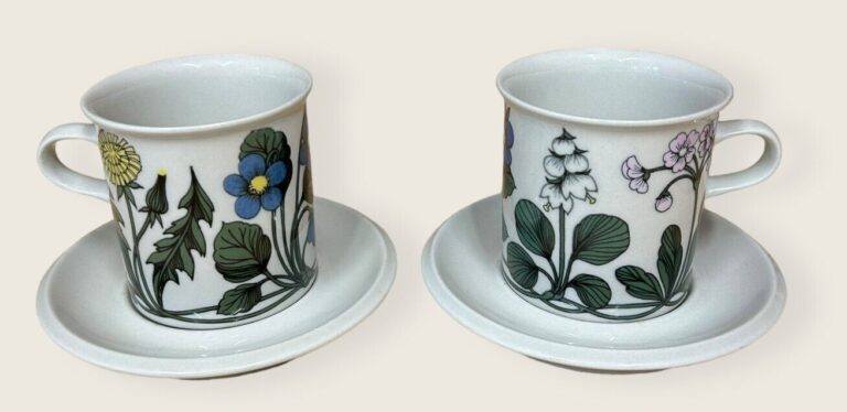 Read more about the article 2 ARABIA OF FINLAND Vintage MCM Flora Coffee Cup and Saucer Excellent Condition