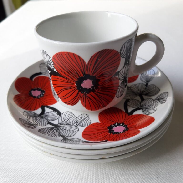 Read more about the article Arabia Finland Isokukka 1 Coffee Cup and 4 Saucers