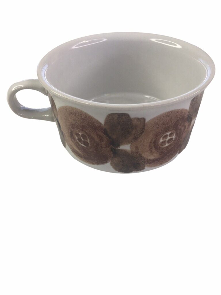 Read more about the article Vintage 1970s  ARABIA FINLAND Rosmarin Anemone Brown Flat Cup