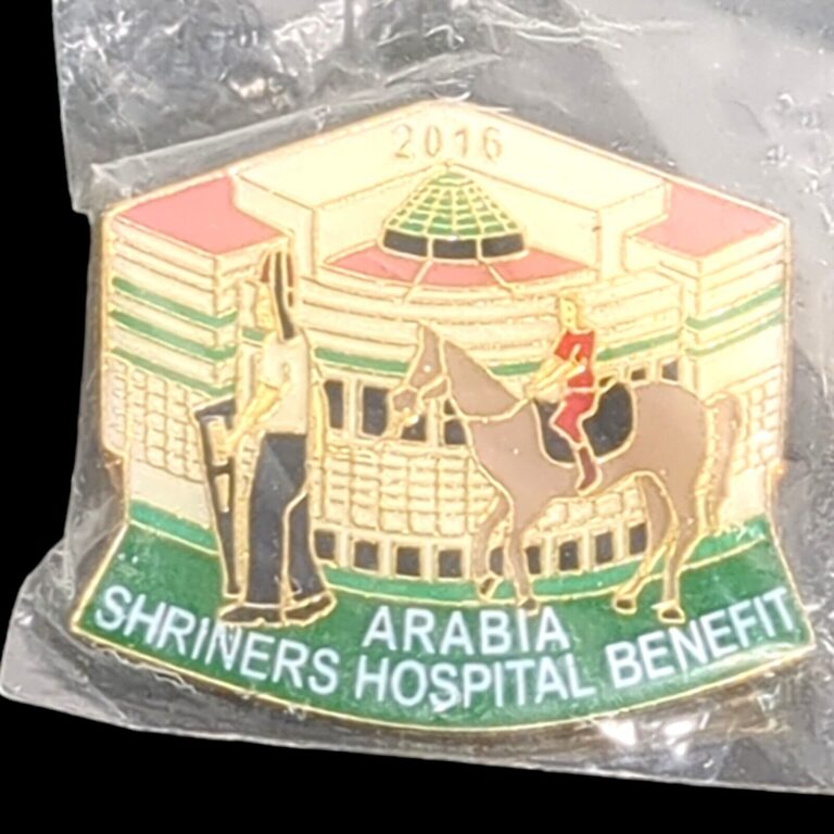 Read more about the article Arabia Shriners Hospital Benefit 2016 NOS Lapel Hat Pin Shriners Parade Horse