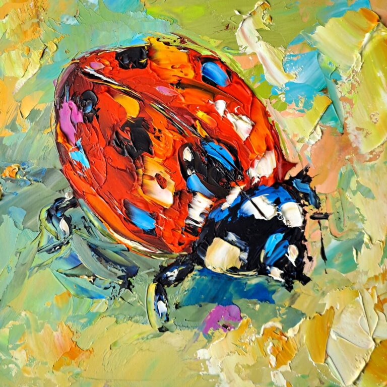 Read more about the article Ladybug Painting Bug Oil Painting Beetle Original Art Animals Wall Art