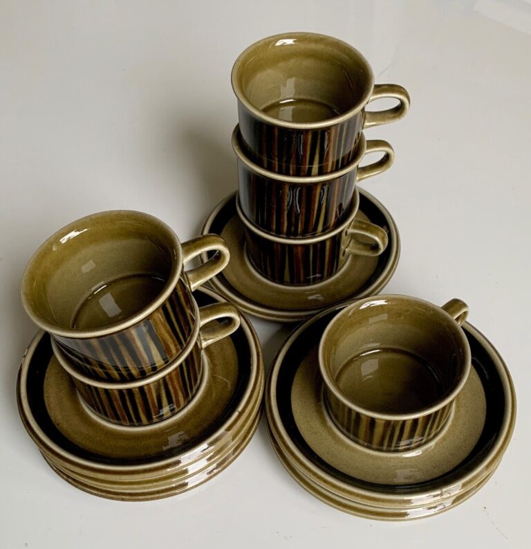 Read more about the article ARABIA Gunvor Olin-Grönqvist ‘Kosmos’ Vintage Mocha Cup/Saucer (Set of 6)Procapé