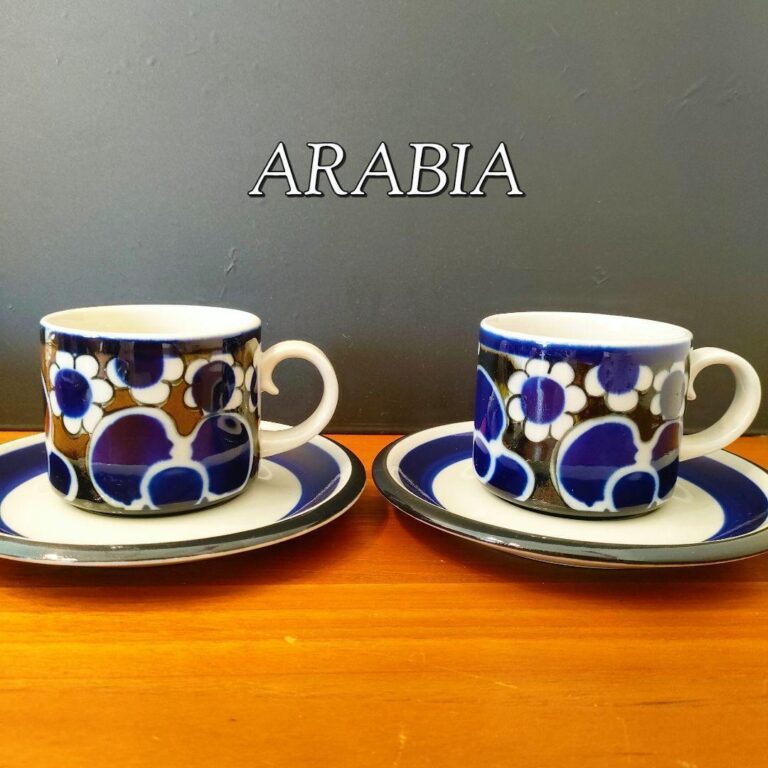 Read more about the article Rare Items Arabia Saara Cup Saucer Hand Paint Cobalt Blue Anemone Valencia Retro