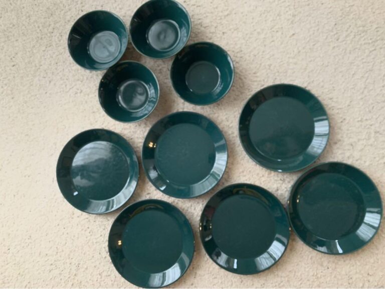 Read more about the article [Rare out of print color] Arabia Iittala Teema Forest Green Set of 6 plates and