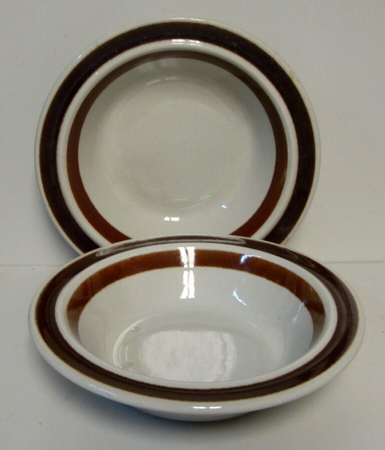 Read more about the article Arabia of Finland ROSMARIN (BROWN) Rim Cereal Bowls SOLD IN SET OF TWO