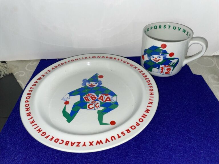 Read more about the article Vintage Arabia Made in Finland Clown Alphabet 2 pc Set Children’s Dinnerware