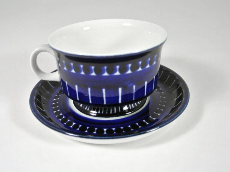 Read more about the article Arabia Finland Demitasse Coffee Cup and Saucer Cobalt Blue Ulla Precope Expresso