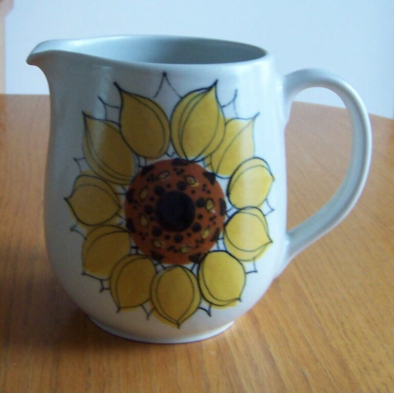 Read more about the article Arabia Finland Yellow Sun Rose/Sunflower Mid-Century Porcelain Pitcher