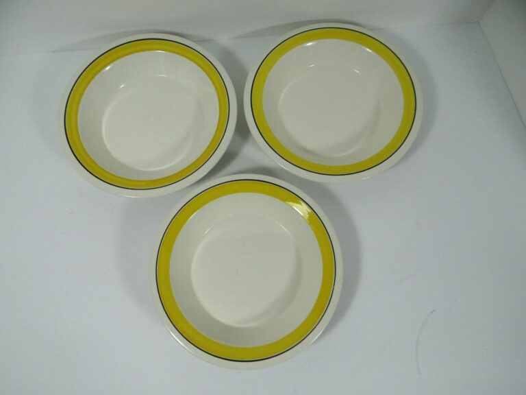 Read more about the article Arabia of Finland Faenza Yellow Bowls Rim Soup Bowls Set of 3   7 3/4″