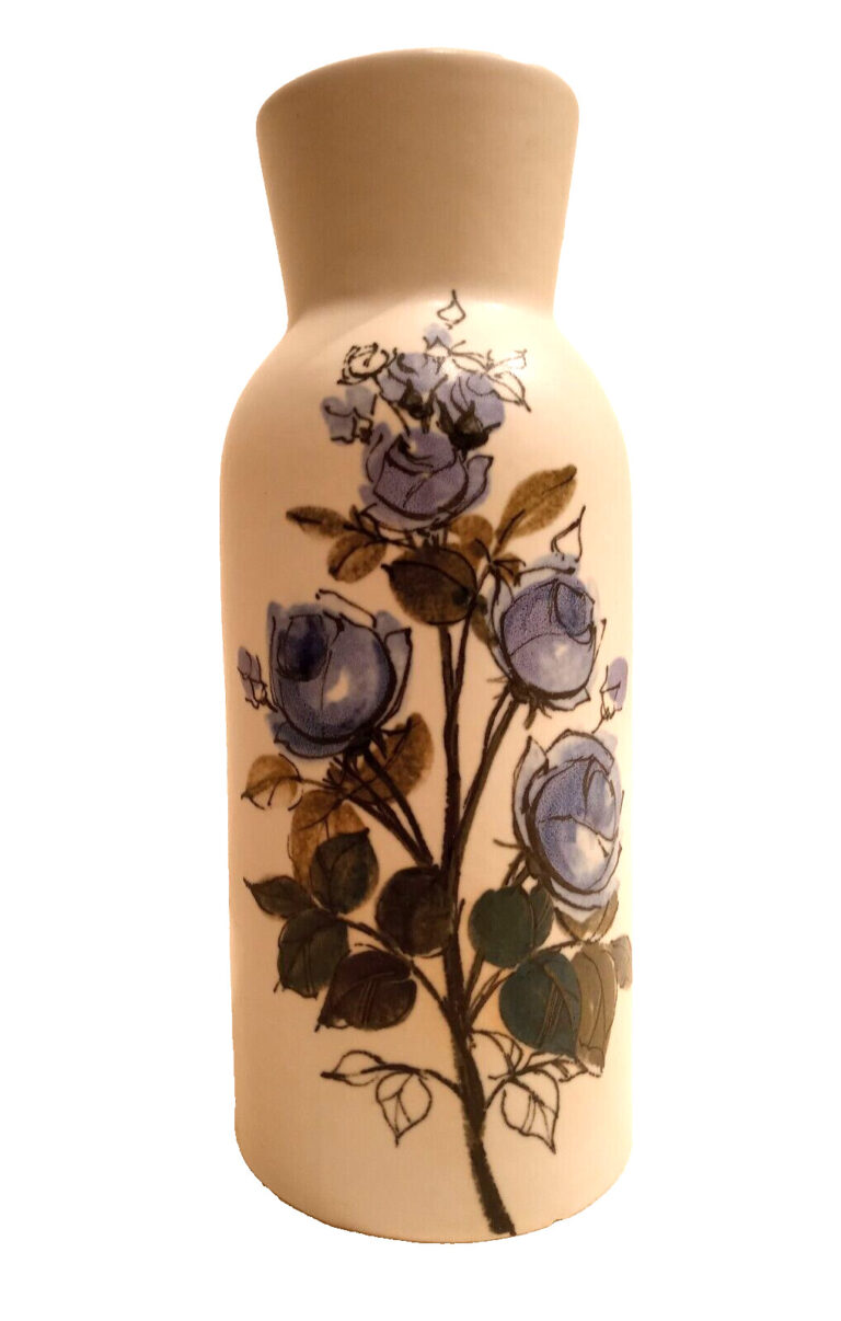 Read more about the article Vintage MCM Arabia Finland Hikka Liisa Ahola Blue Roses 9.25″ Vase