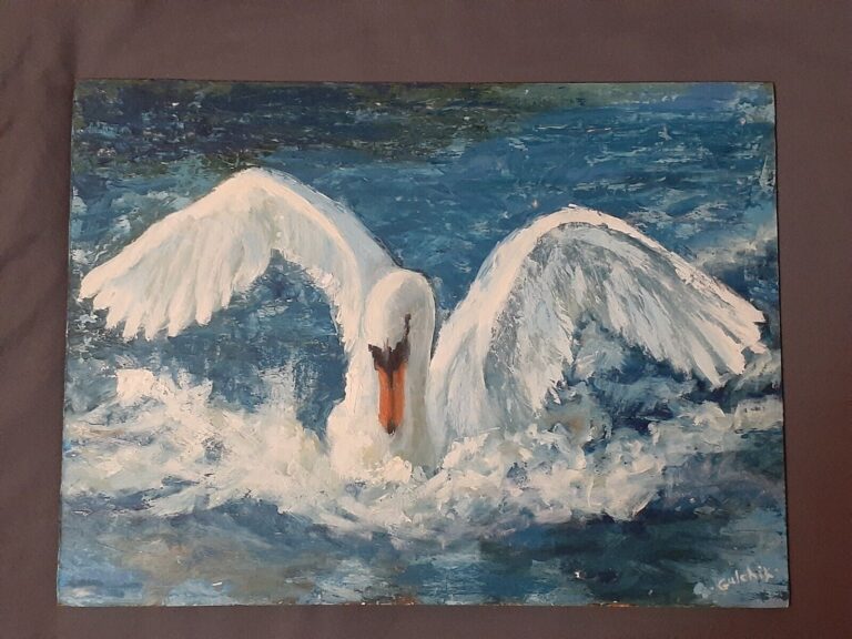 Read more about the article Swan original oil painting 12.75 x 17.5 inches by Gulchik