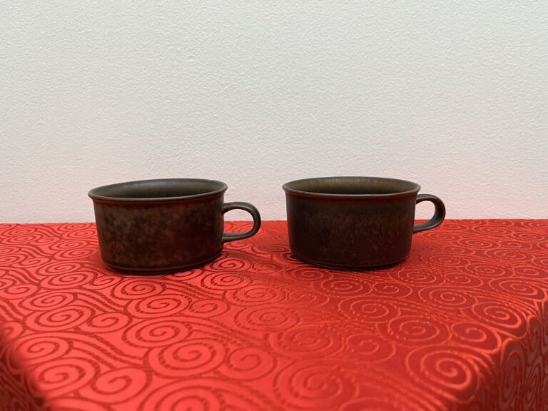 Read more about the article 🔵 Two (2) Arabia Of Finland Ruska Flat Coffee / Tea Cups Set Of 2