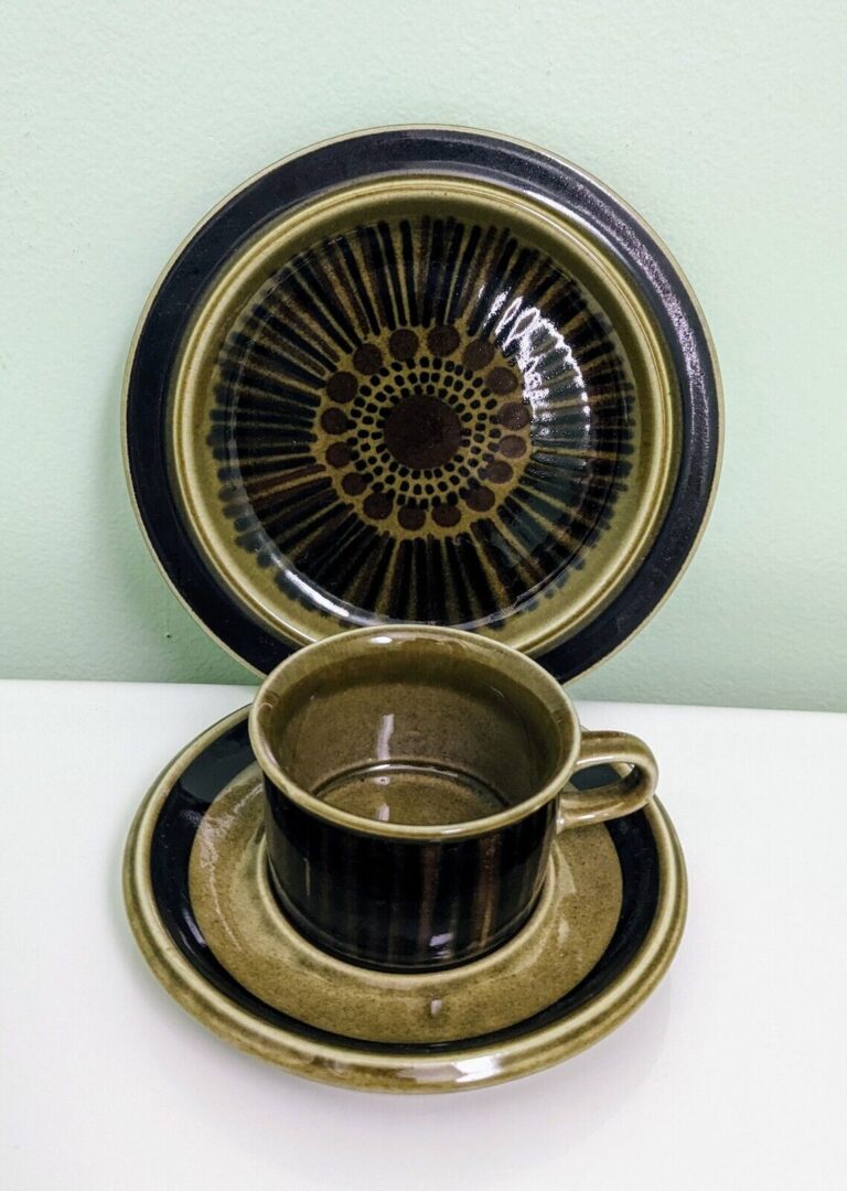 Read more about the article VTG Arabia “KOSMOS” Ceramic Expresso Cup  Saucer and Dessert Plate: 3oz  Finland