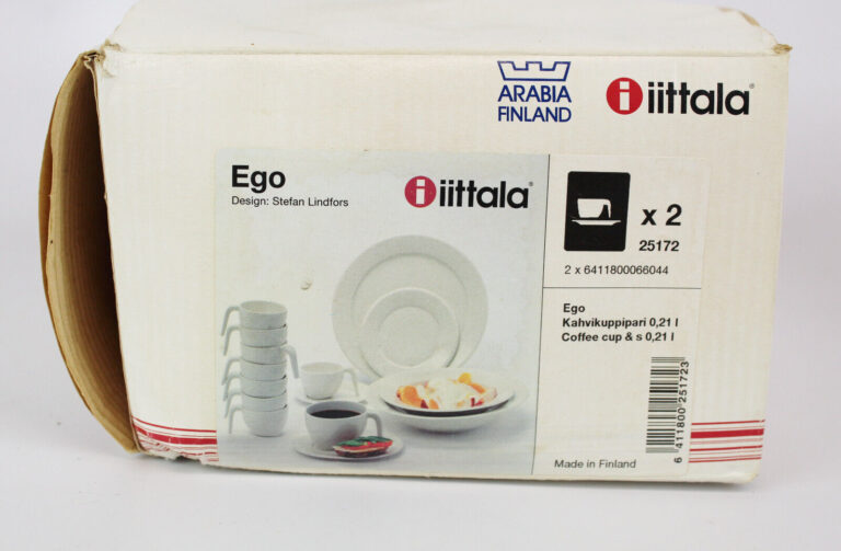 Read more about the article (2) iittala Ego Stefan Lindfors White Coffee Cup and Saucer 25172 Arabia Finland