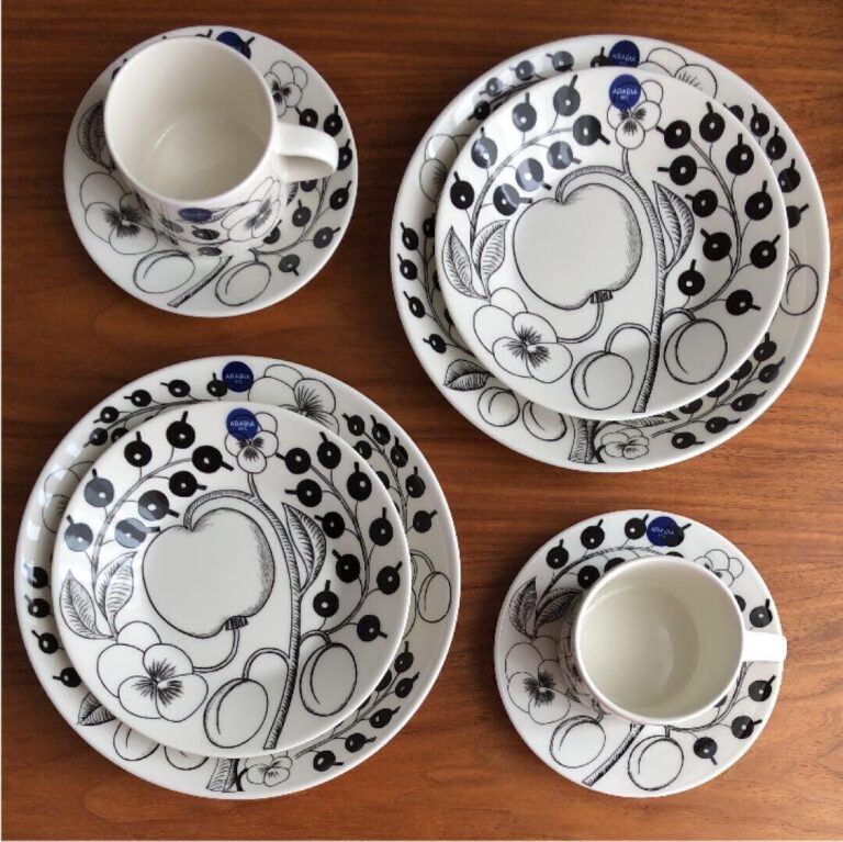 Read more about the article Arabia Paratiisi Black Cup Saucer Plate 21cm 16.5cm Quartet Pair Set