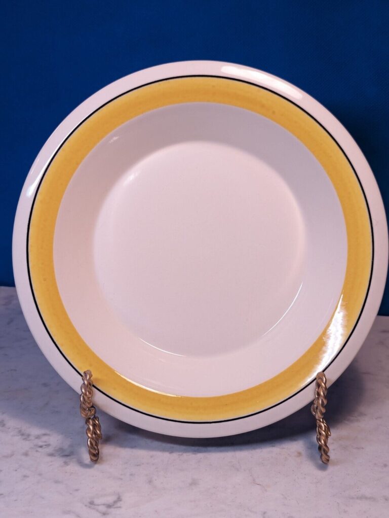 Read more about the article Arabia Finland Faenza Yellow Black Stripe Rim Soup Bowl 7.75″