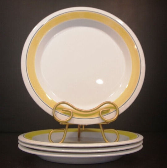 Read more about the article 4 Vintage Arabia Finland Faenza Yellow Stripe 10″ Dinner Plates