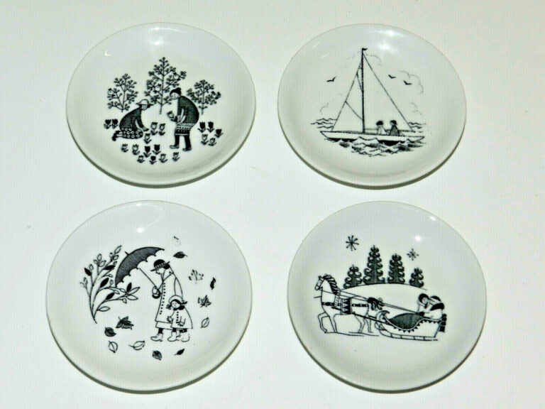 Read more about the article Lot of 4 Arabia Finland Emilia 3.75″ Wall Plates Raija Uosikkinen Outdoor Scenes