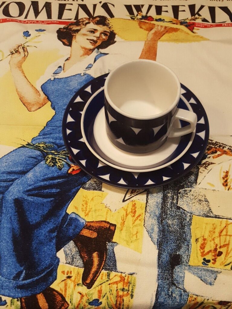 Read more about the article Arabia Finland  SOTKA  Trio of Cup  Saucer and Plate  Raija Uosikkinen.