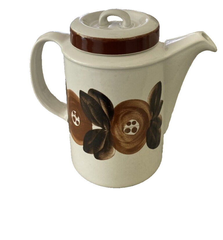 Read more about the article Arabia of Finland Rosmarin Brown 5 Cup Coffee Pot with Lid Vintage Hand Painted